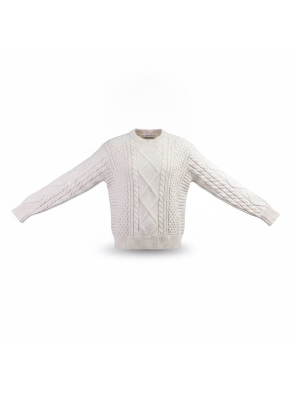 Elfric Eden Womens Beige Cotton Cable Knit Sweater Elegant Winter Pullover Sz M
